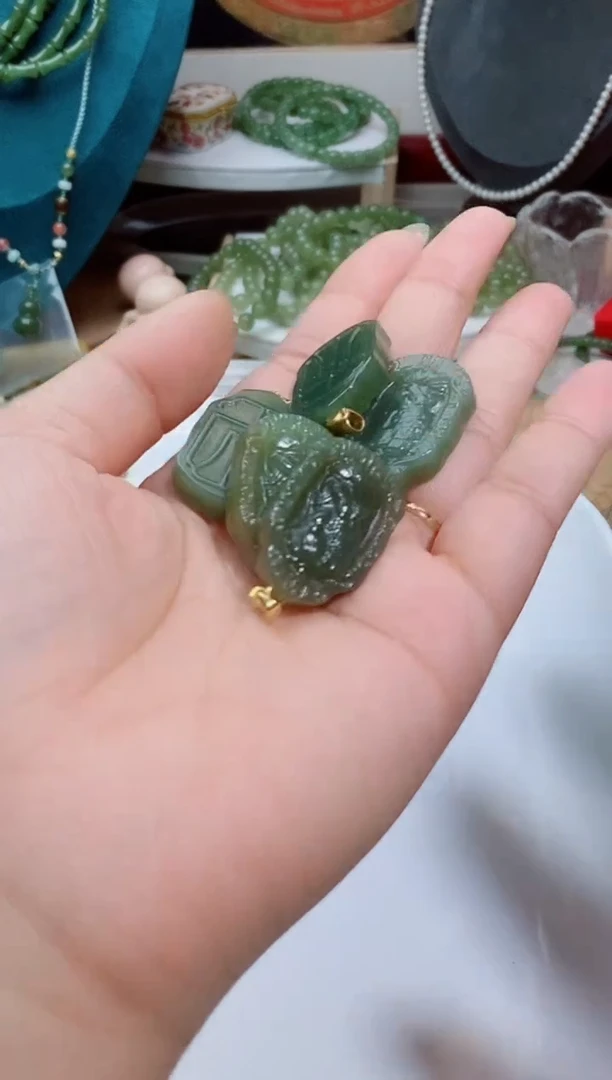 和田玉银S925镶嵌吊坠(不含链)A18多样性发其一