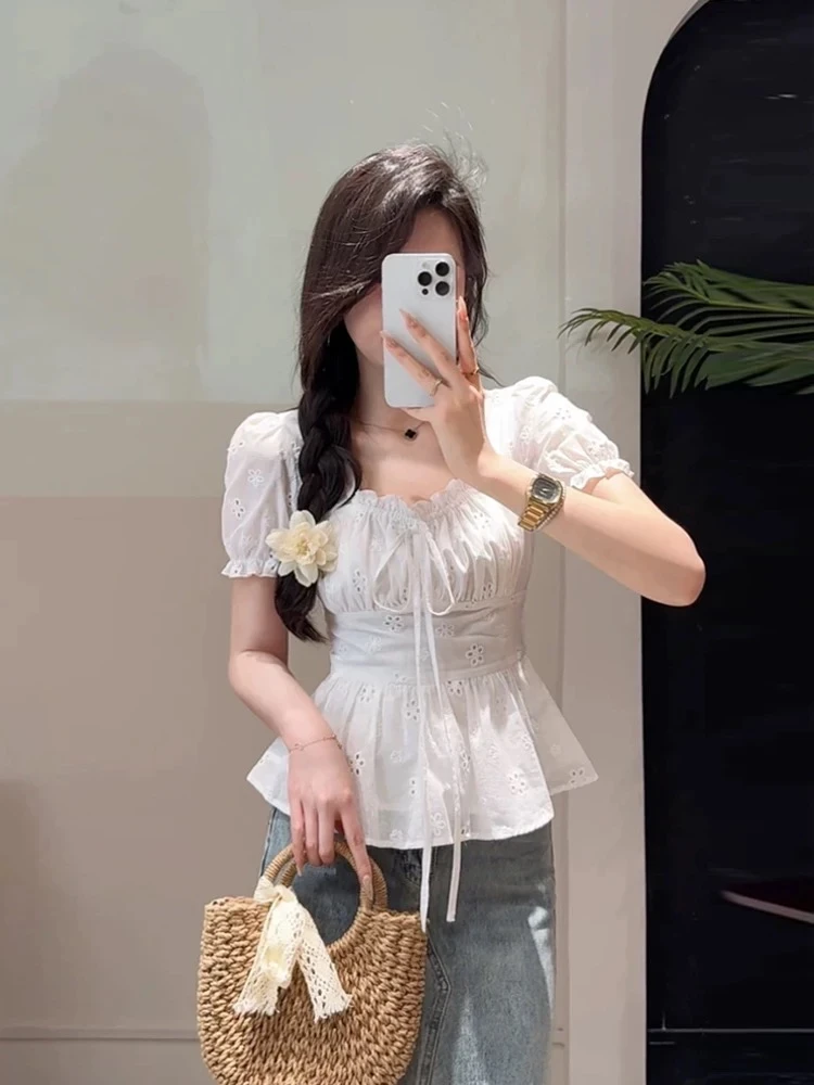 【6773】胖mm2025夏季温柔风气质修身显瘦2025夏季新款衬衫女上衣