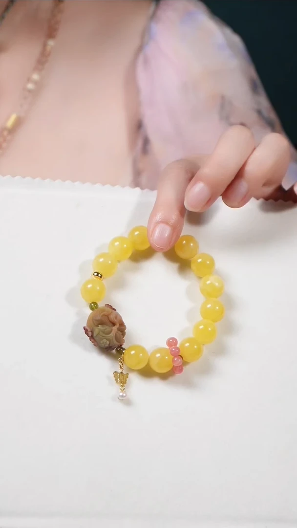 未镶嵌蜜蜡手链老盐源凤九