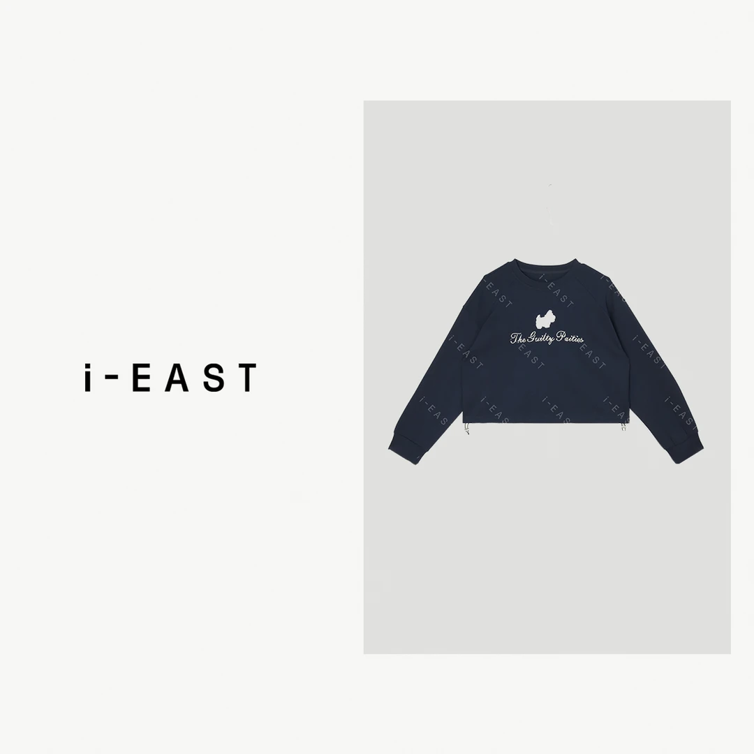 i-EAST 珠珠小狗~卡通印花圆领珠珠卫衣上衣-5C SY8239