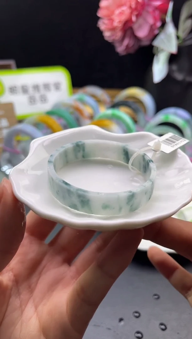 未镶嵌1定制翡翠牛奶蓝花50-51「定制不退不换」