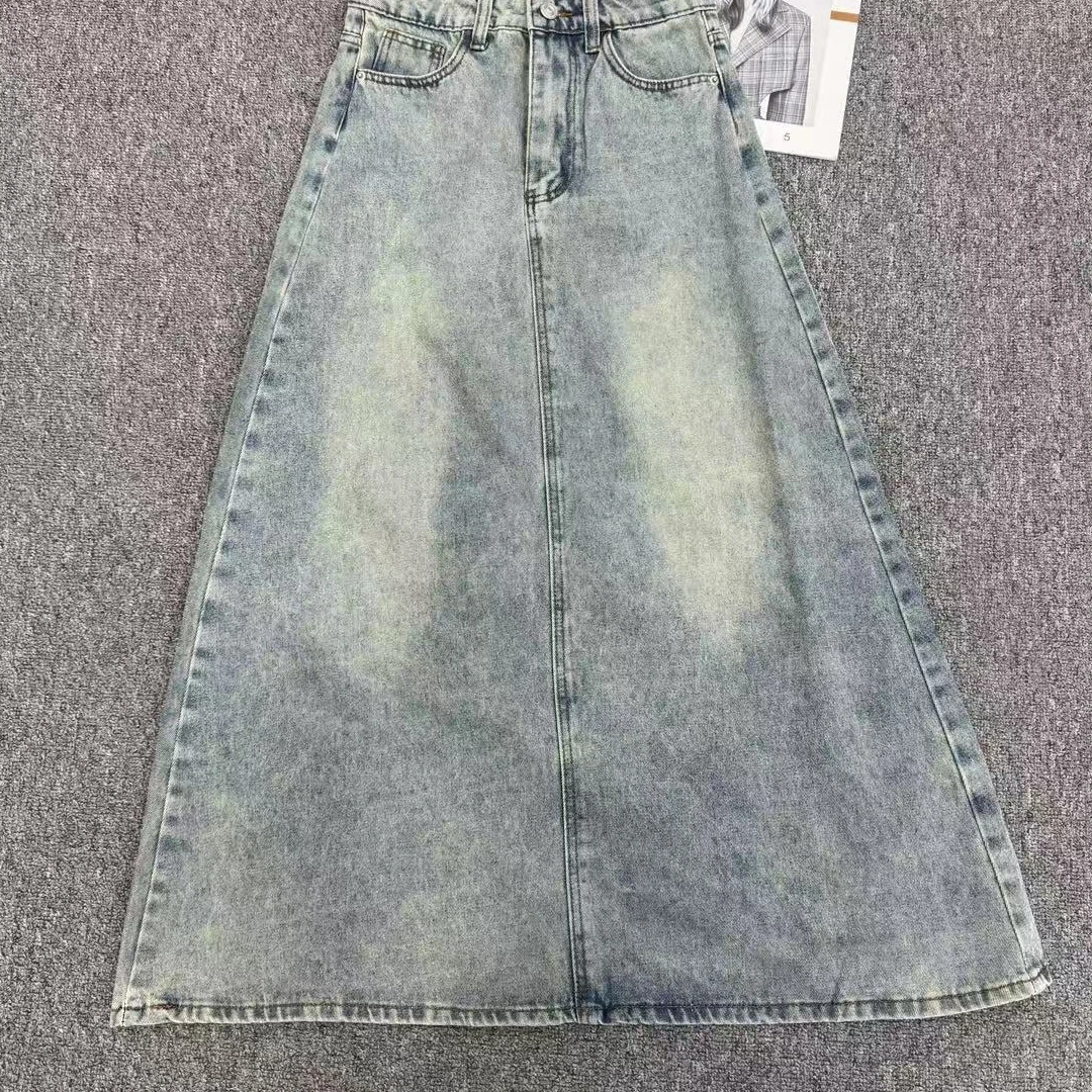 【周周家】5192濮院春季桑蚕丝牛仔半裙女士休闲时尚街头风牛仔裙