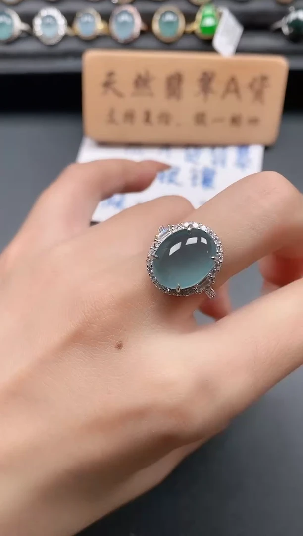 银S925镶嵌戒指翡翠1