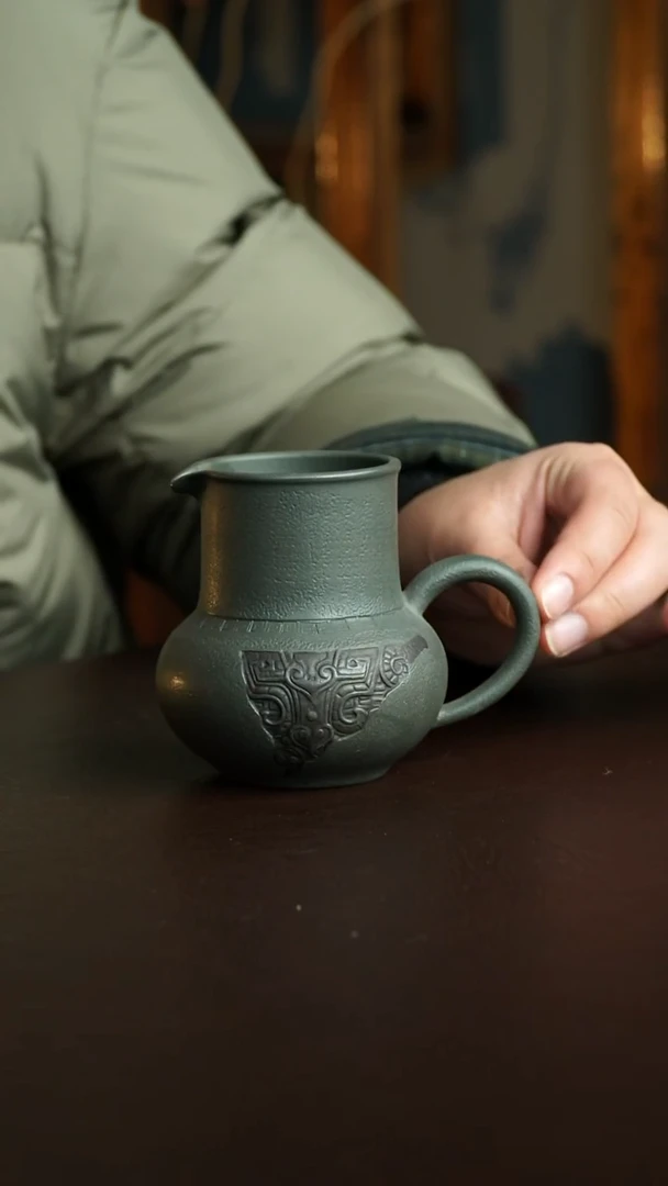 茶杯紫砂61号 绿泥公道 宜兴紫砂原矿作品