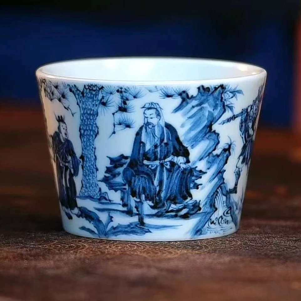 【峰良窑】青花人物直口杯
