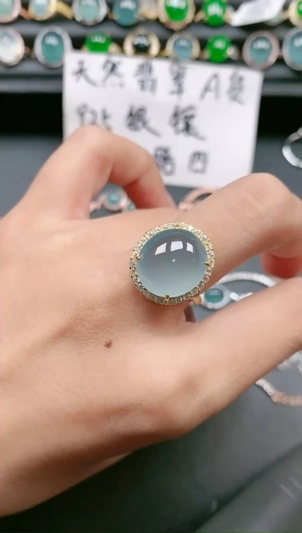翡翠戒指银S925镶嵌111111