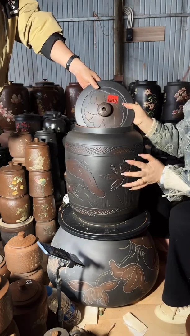 【闪购商品】壶完品 水缸  898 荷花线雕 20升