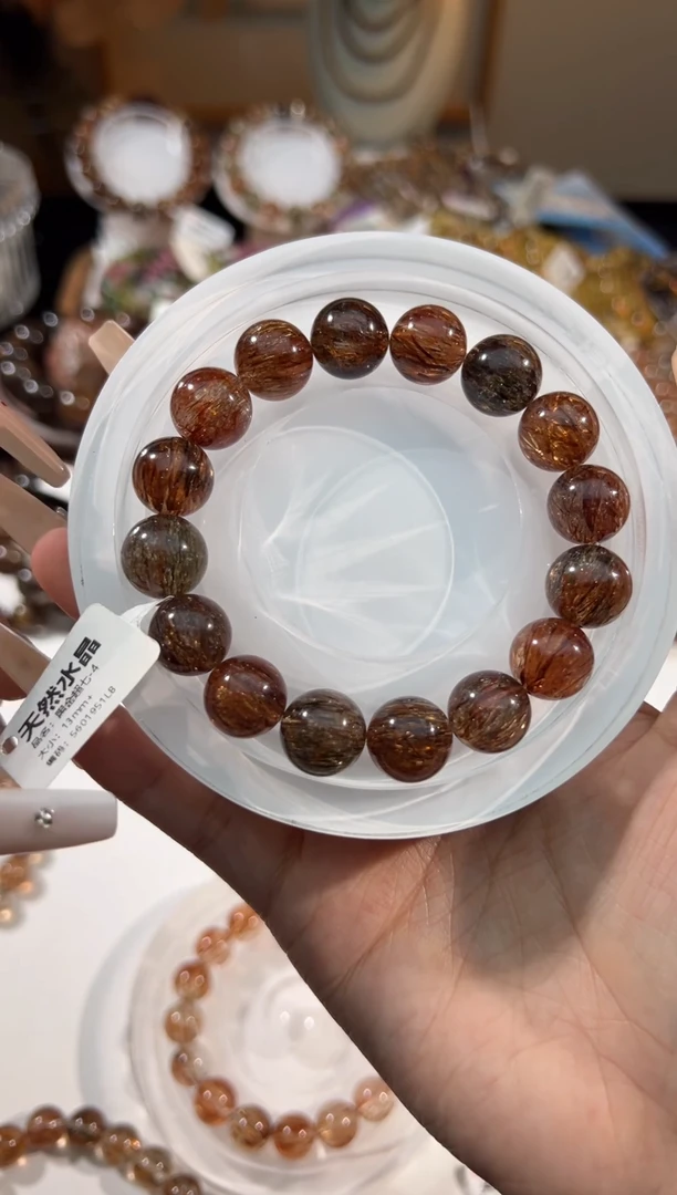 水晶手串未镶嵌仚*黑金超七13+