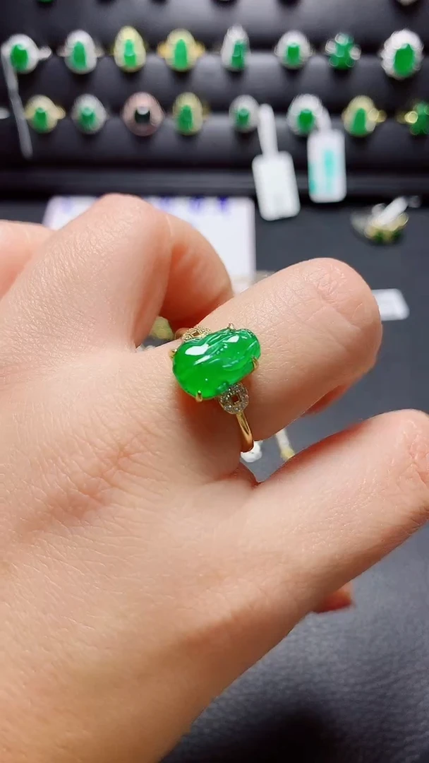 银S925镶嵌戒指翡翠  天然翡翠A货s925银镶