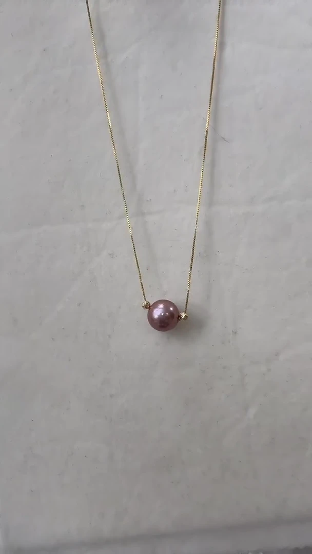 淡水珍珠银S925镶嵌吊坠(赠链)16号 紫珍珠路路通设计款吊坠