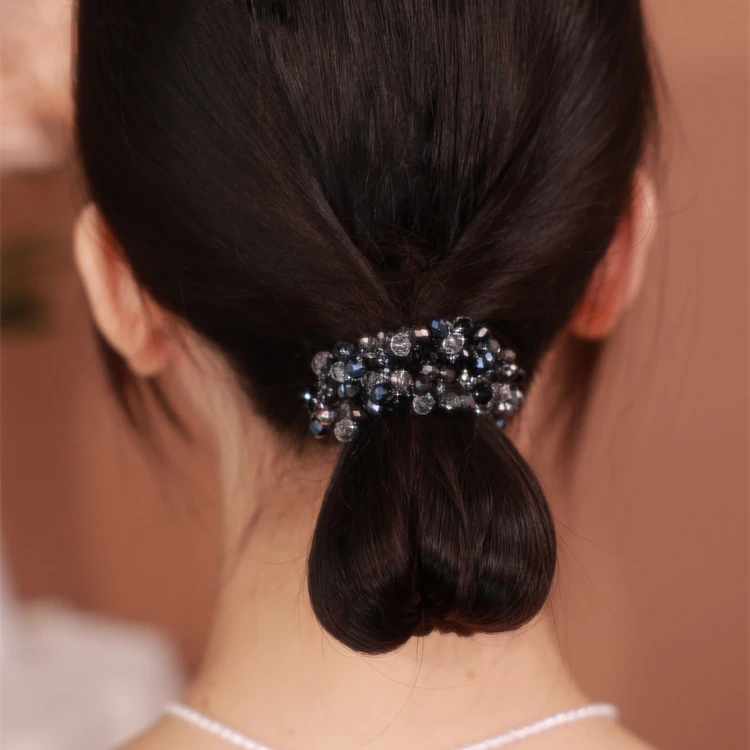 头绳发圈黑色简约百搭珠珠发圈女盘发头绳时尚大气高弹力皮筋发饰