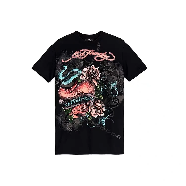 EdHardy/埃德哈迪烫钻美式潮流玫瑰花连衣裙洋气衣服女装E1QBW454
