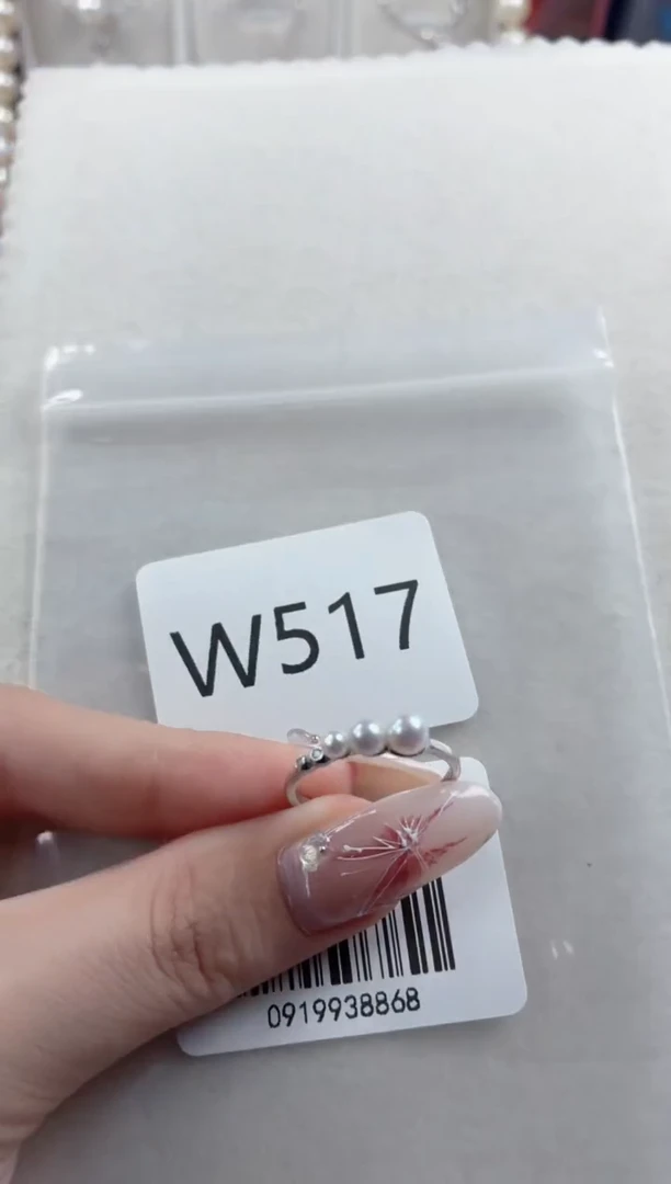 银S925镶嵌戒指淡水珍珠W517
