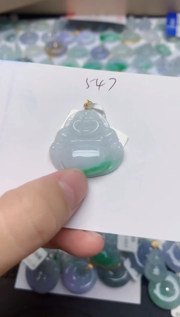 翡翠18K金镶嵌颈饰天然缅甸A货翡翠