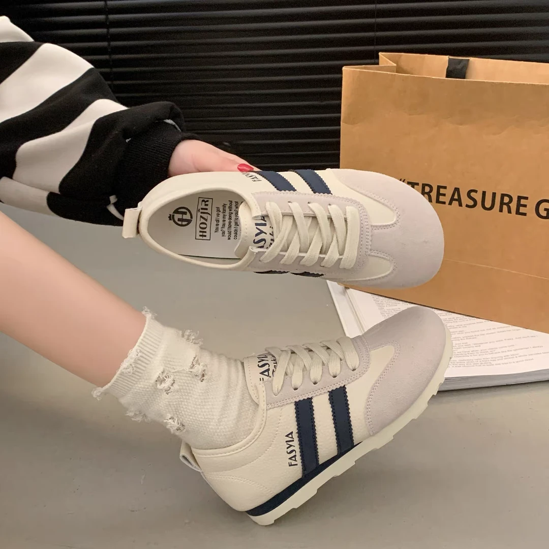 D71 蓝色 阿甘鞋女春夏新款平底休闲运动板鞋百搭爆款德训小白鞋