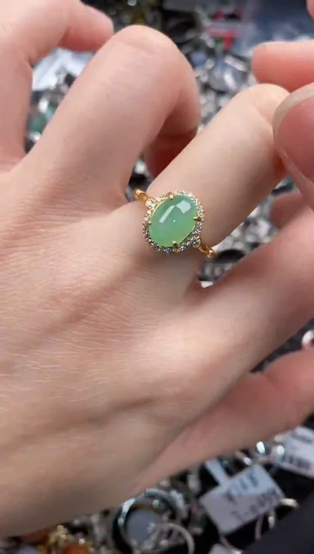 银S925镶嵌戒指翡翠777       6