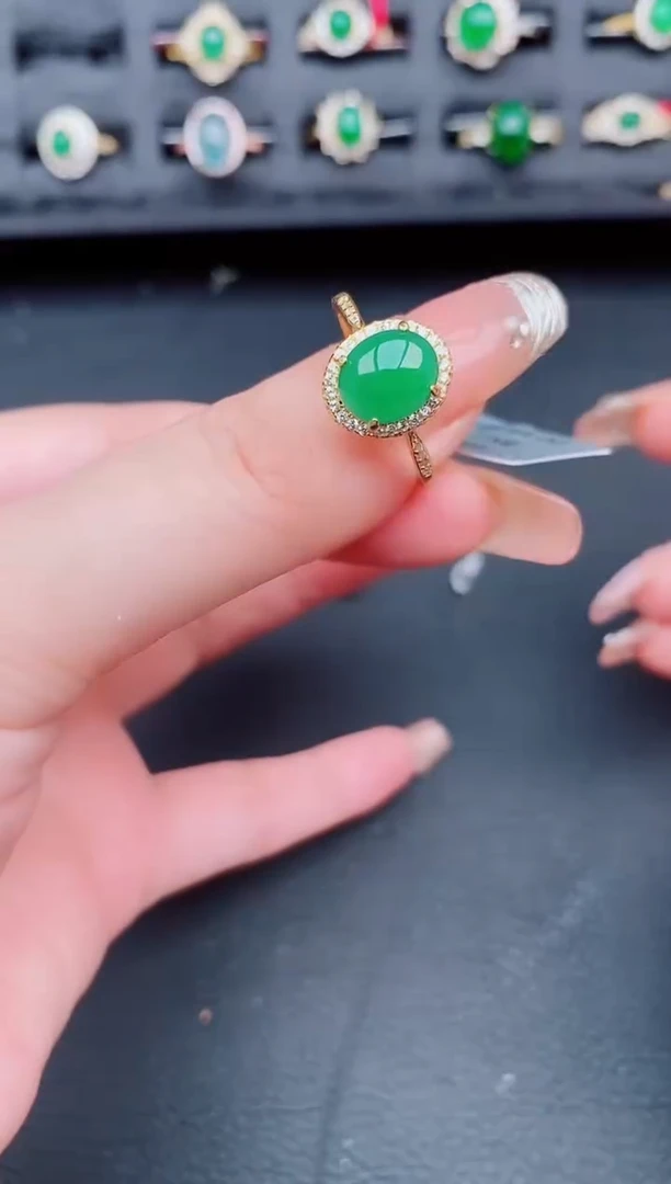 翡翠戒指银S925镶嵌天然a货翡翠185