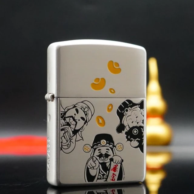 ZIPPO/之宝打火机 恭喜发财盔甲镀银填漆 DYJ1