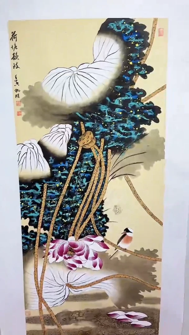 国画荷塘韵致/4尺托底/雷畅胜