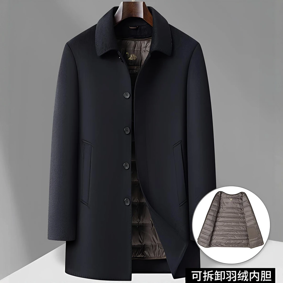 可拆卸内胆中长款款双面羊毛商务休闲经典百搭加厚保暖毛呢外套35