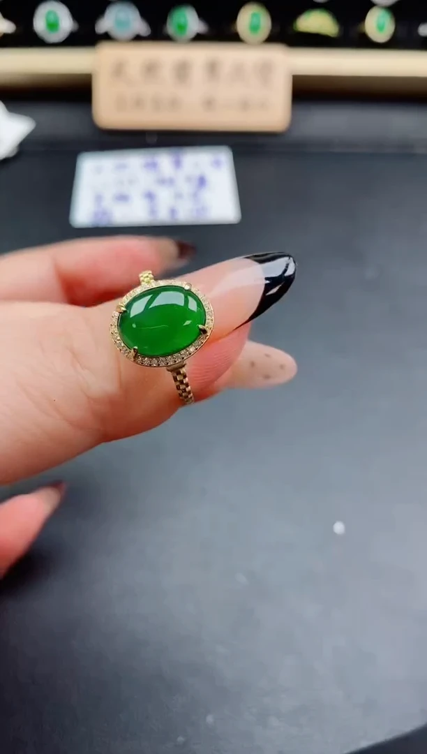 银S925镶嵌戒指翡翠1