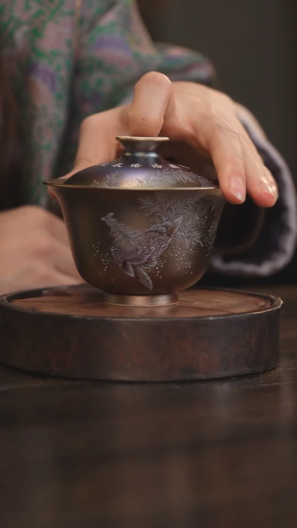 【闪购商品】杯81柴房陶瓷丨窑宝凤绘画盖碗