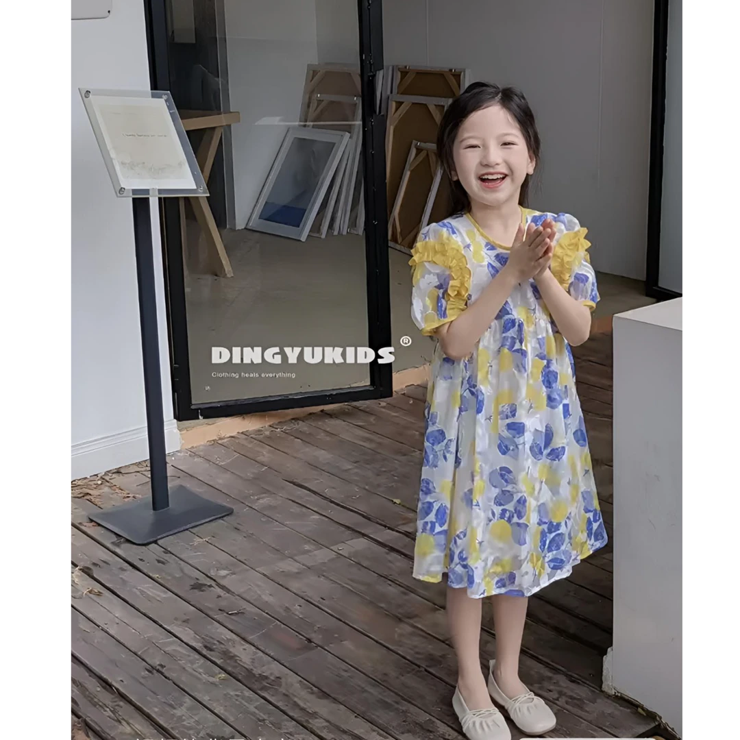 【町】韩系女童夏季2025潮范重工碎花明艳公主裙