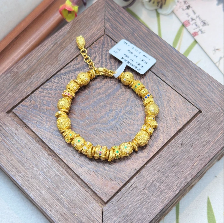 41.28 卡7 14CM足金999盘缠手串复古烧蓝编制手串