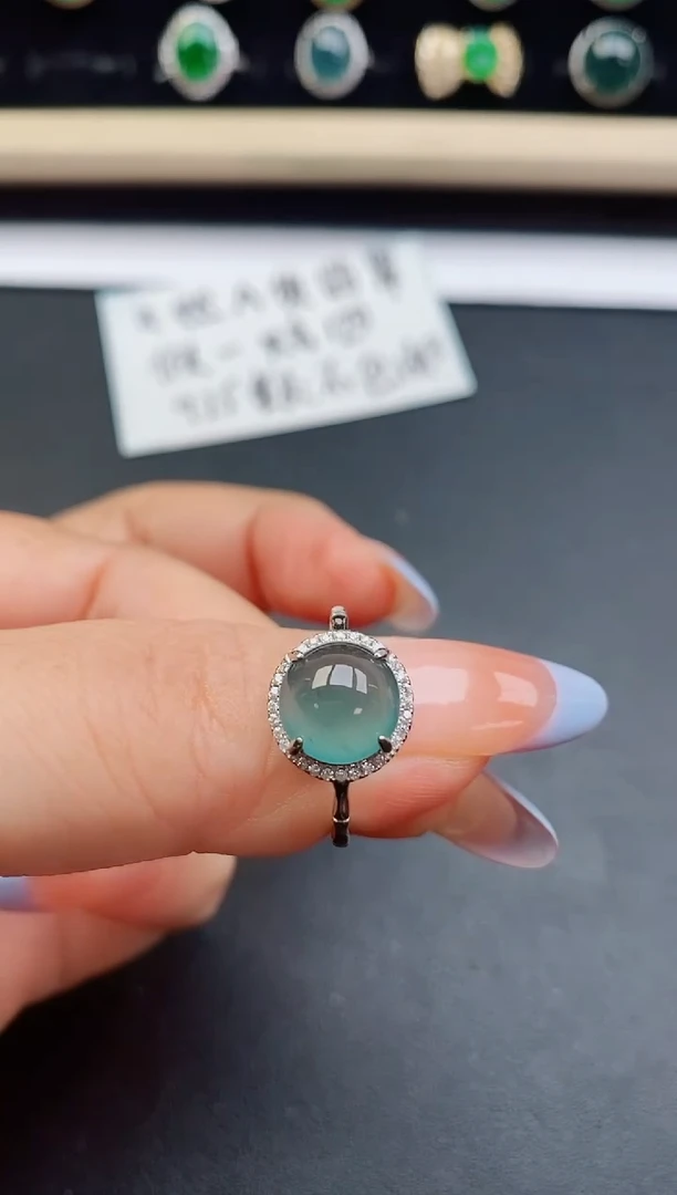 翡翠戒指银S925镶嵌12