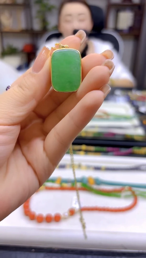 翡翠银S925镀金镶嵌吊坠(赠链)DIY款D254