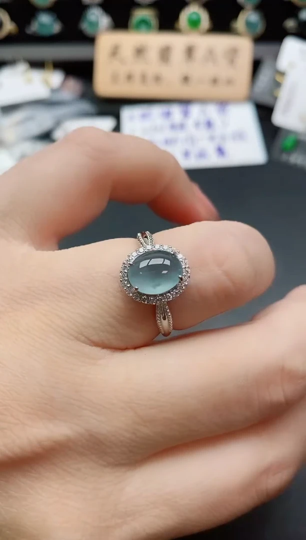 银S925镶嵌戒指翡翠1