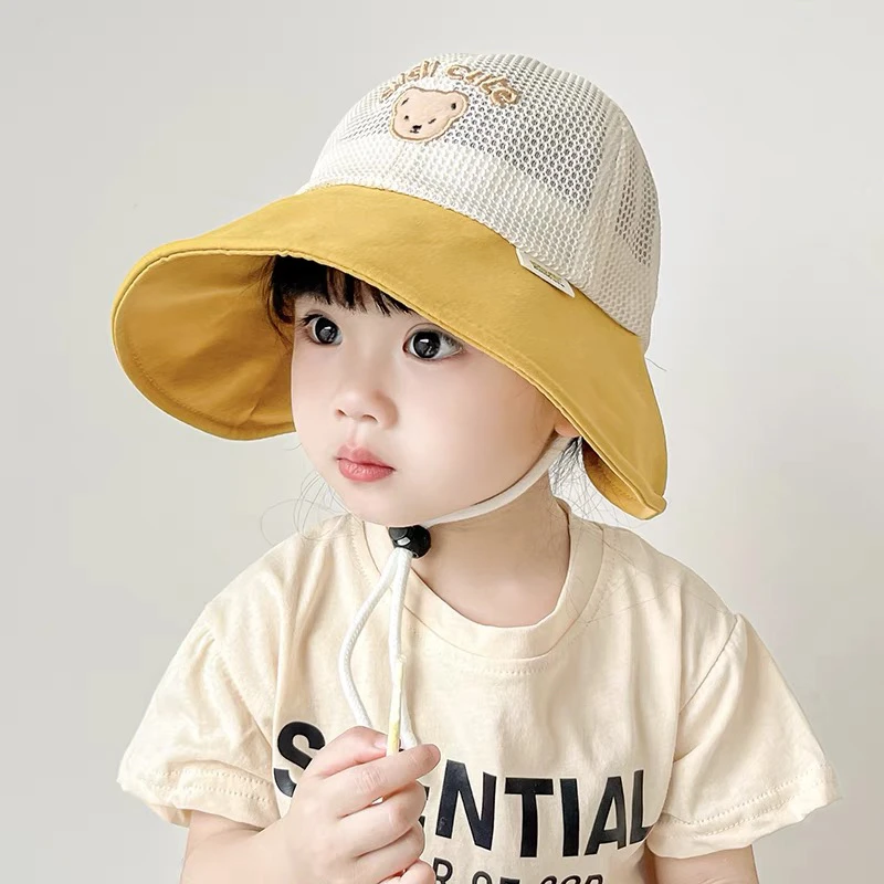 宝宝帽子春夏款婴儿遮阳帽儿童防晒帽大檐太阳网帽男童女童防晒帽
