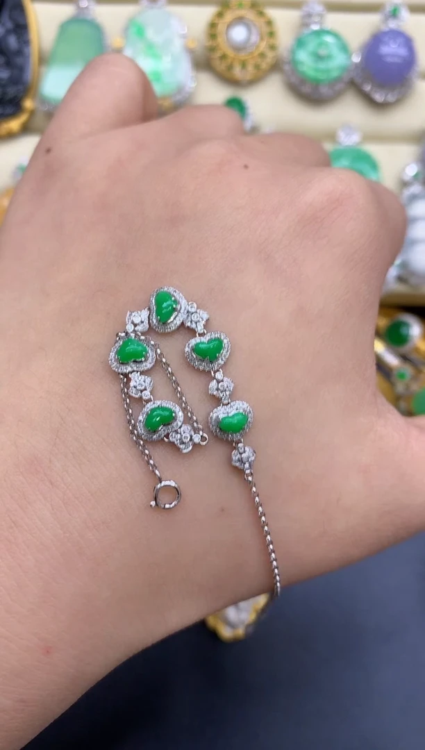 18K金镶嵌手链翡翠214-中国好珍宝