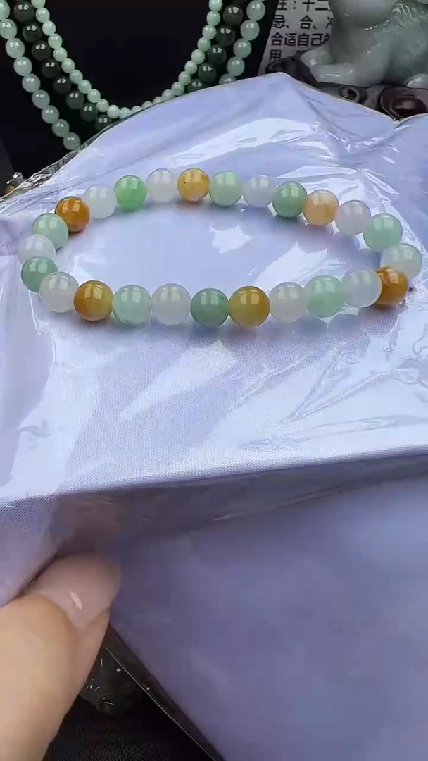 未镶嵌手串翡翠玉珠卡7.6