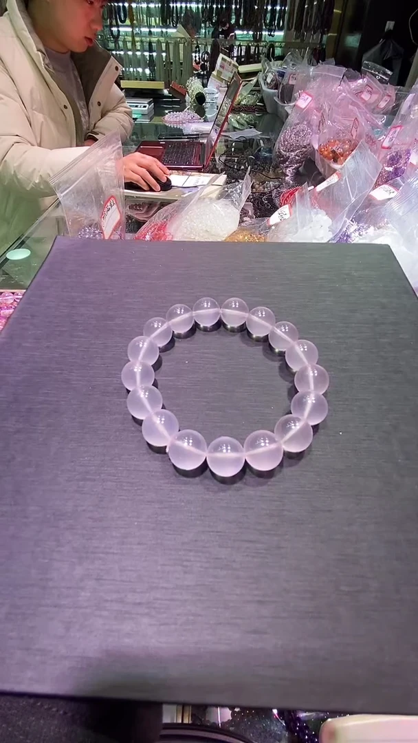 【闪购商品】水晶手串未镶嵌粉水晶六芒星光手串12+