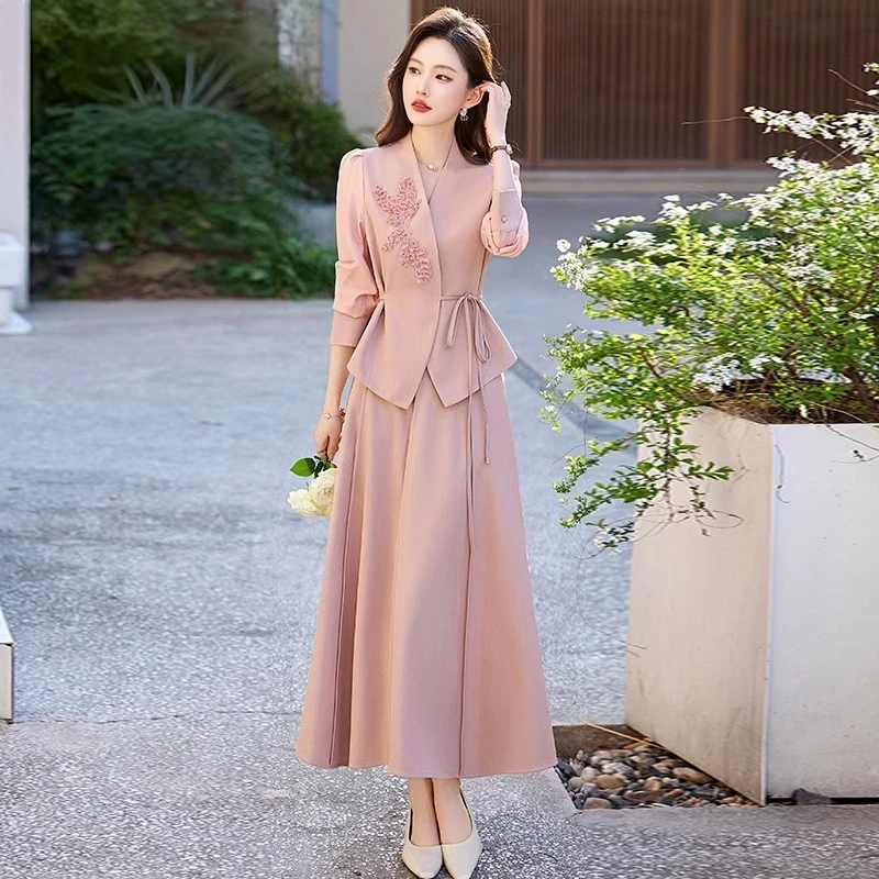 高级感两件套连衣裙女2025春秋新款时尚气质洋气减龄穿搭套装裙子