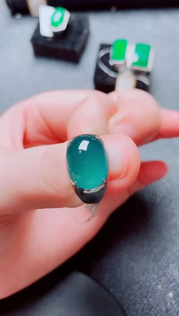 银S925镶嵌戒指翡翠翡翠