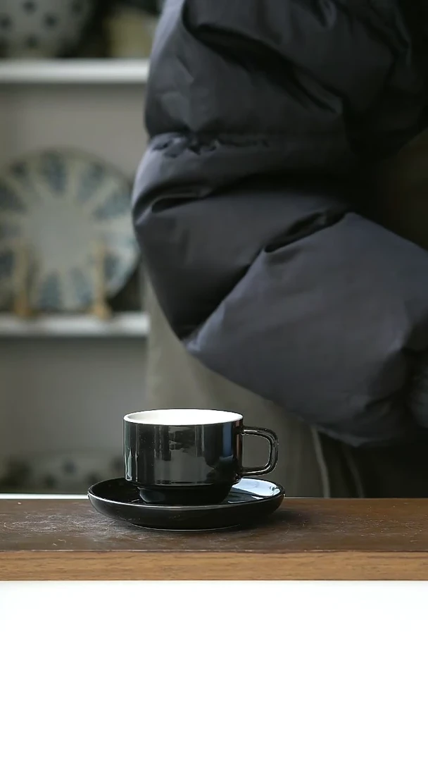 【闪购商品】陶瓷黑色浓缩杯微瑕@4-2@