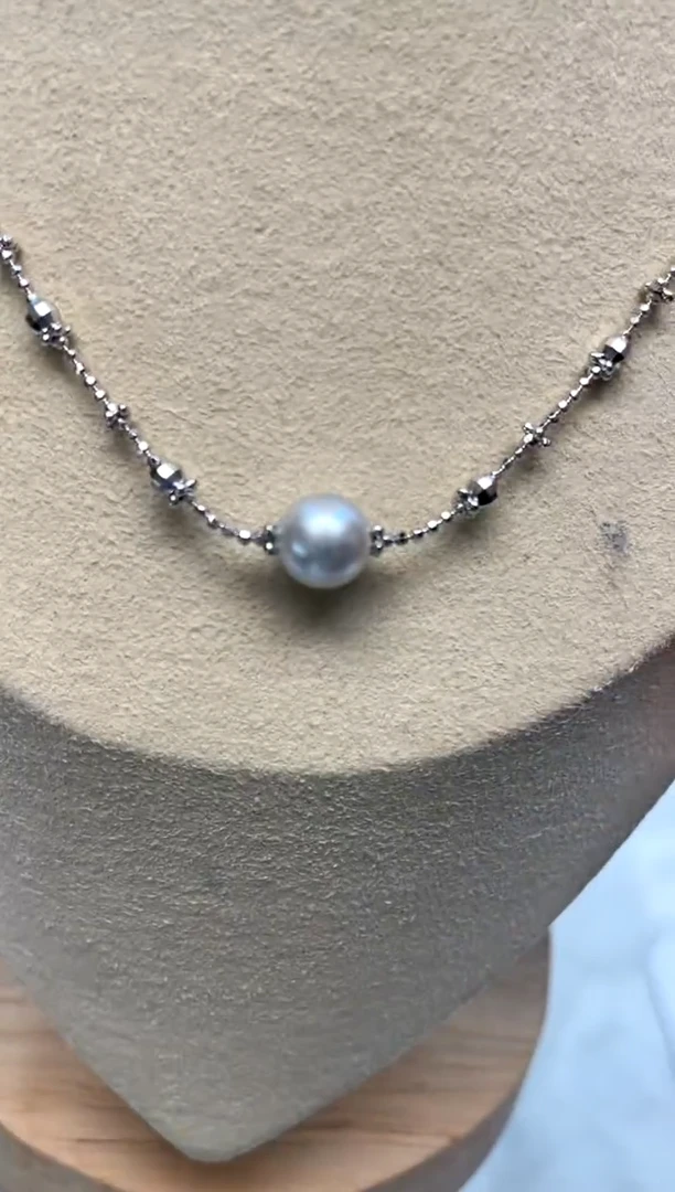 颈饰银S925镶嵌海水珍珠8-9