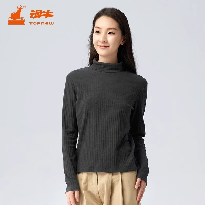 铜牛Bless系列粗条罗纹布高领女打底衫 秋冬季新款长袖衫VS295