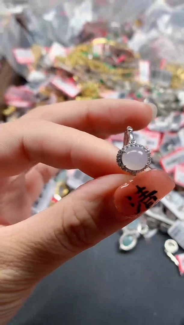 银S925镶嵌戒指翡翠天然A货缅甸翡翠