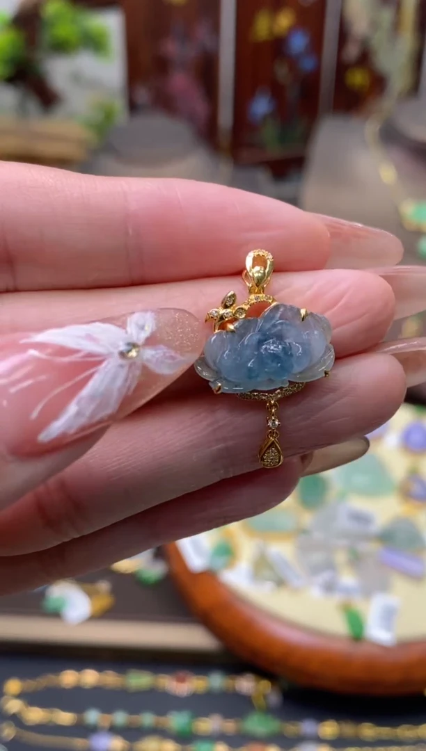 【闪购商品】翡翠颈饰18K金镶嵌净货11141