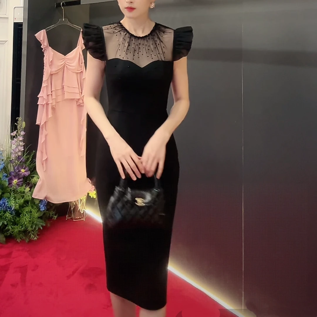 魅鹊 18675【缪斯女神】有胸垫时尚越南小众飞飞袖连衣裙
