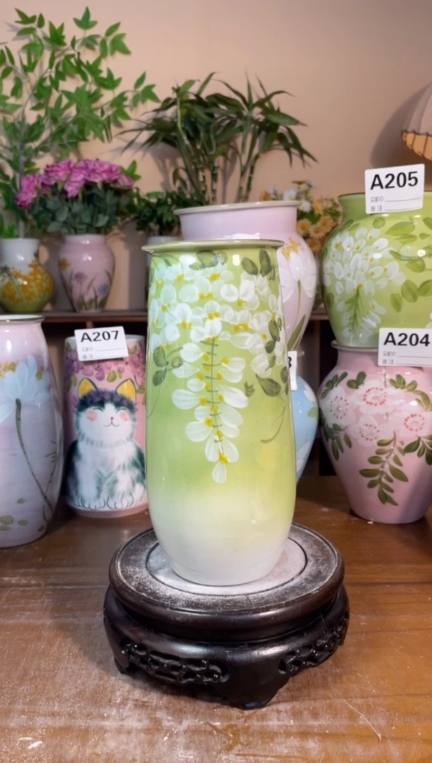 瓶景德镇手绘陶瓷花瓶—无孔：高22*口8