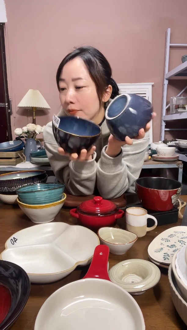 陶瓷微瑕（4个装）蓝色窑变浮力小碗