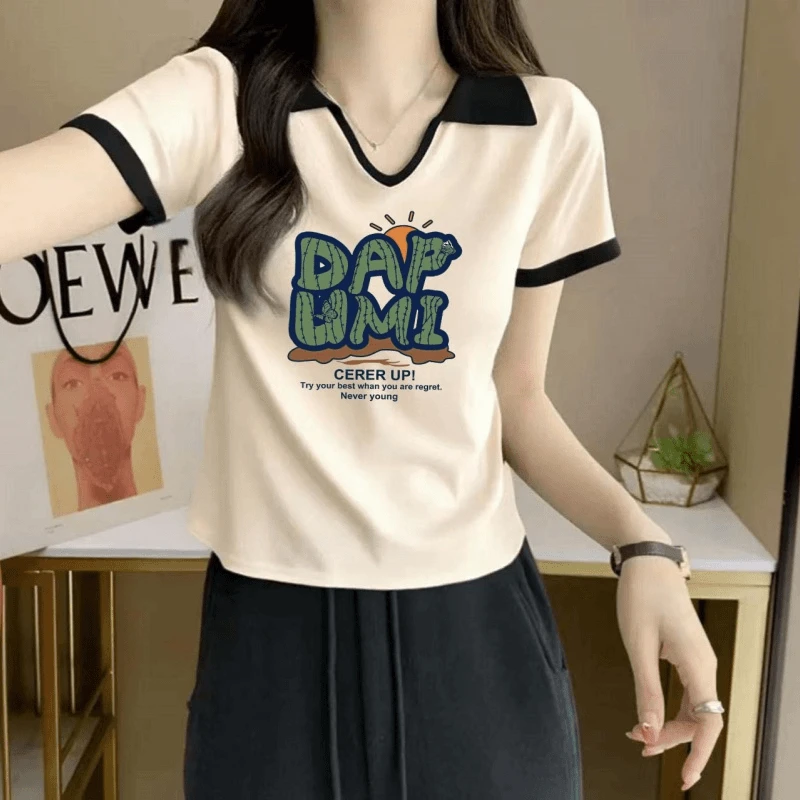 纯欲风短袖T恤女夏季大码胖mm设计感百搭减龄修身显瘦打底衫上衣