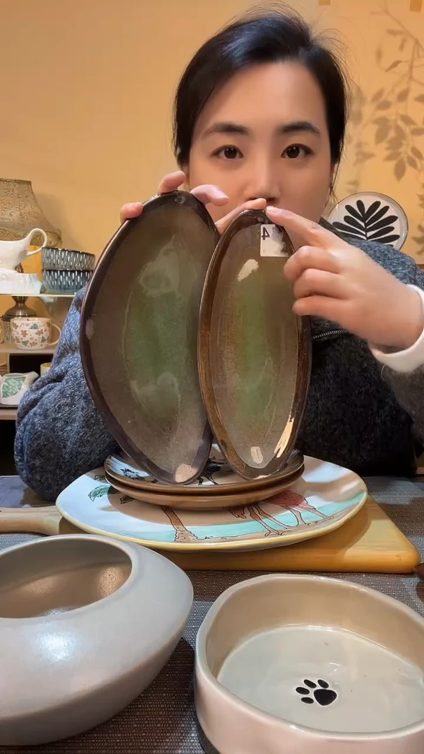 【闪购商品】瓷片2个异形长盘  微瑕介意勿拍