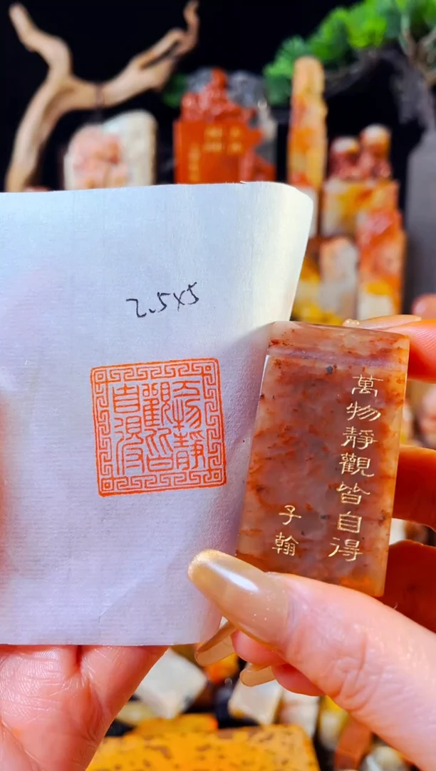 【闪购商品】浙江红石印石手工篆刻《万物静观皆自得》