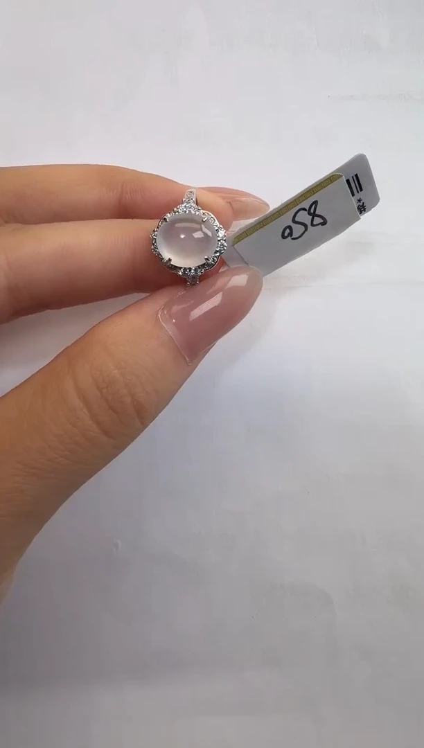 银S925镶嵌戒指翡翠通体925银镶缅甸A货翡翠戒指0327