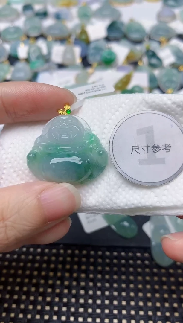 颈饰18K金镶嵌翡翠天然缅甸A货翡翠